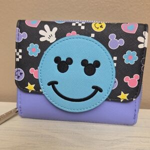 Kids Smiley Face Wallet - Blue and Black